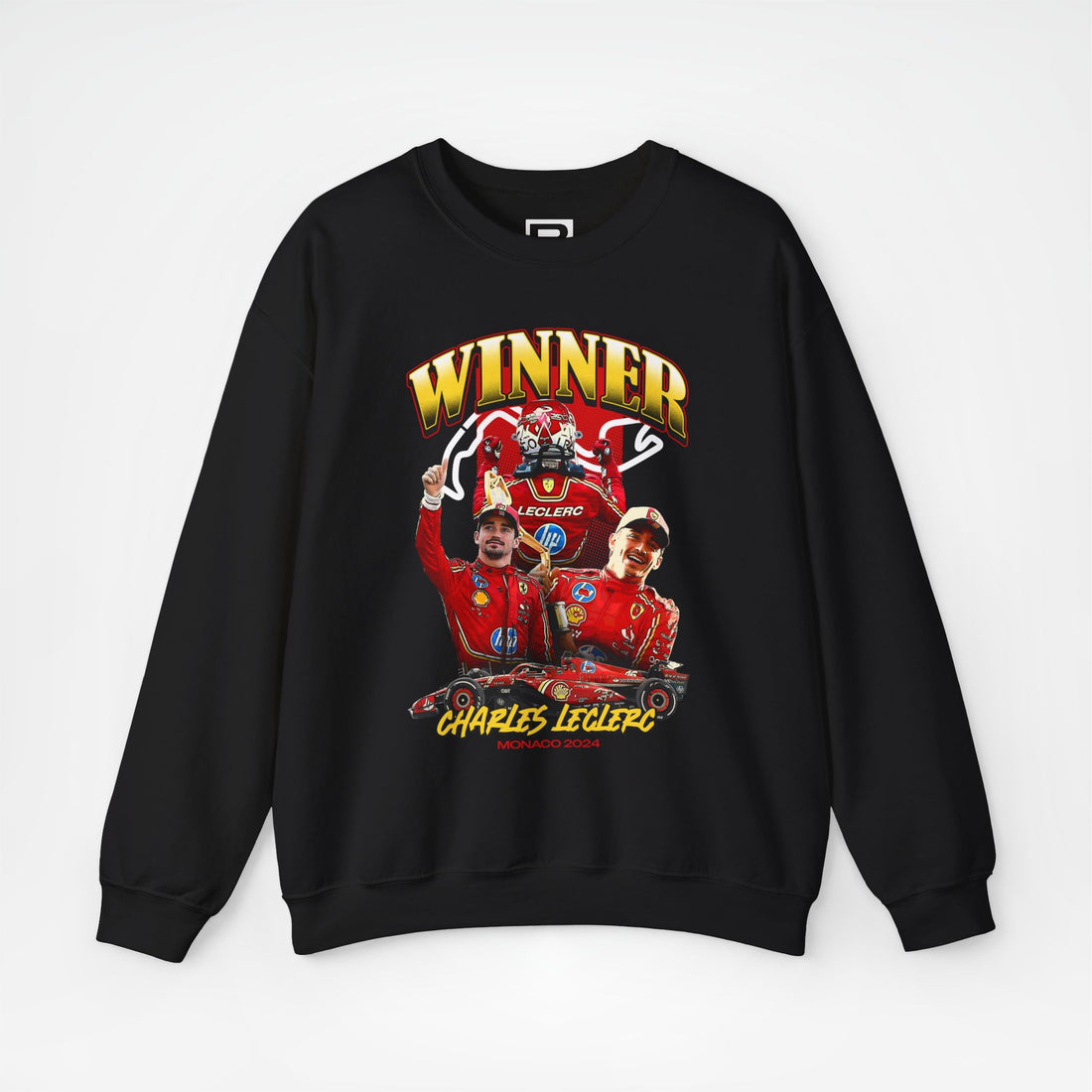 Black Front - Charles Leclerc Ferrari F1 sweater graphic studio mockup