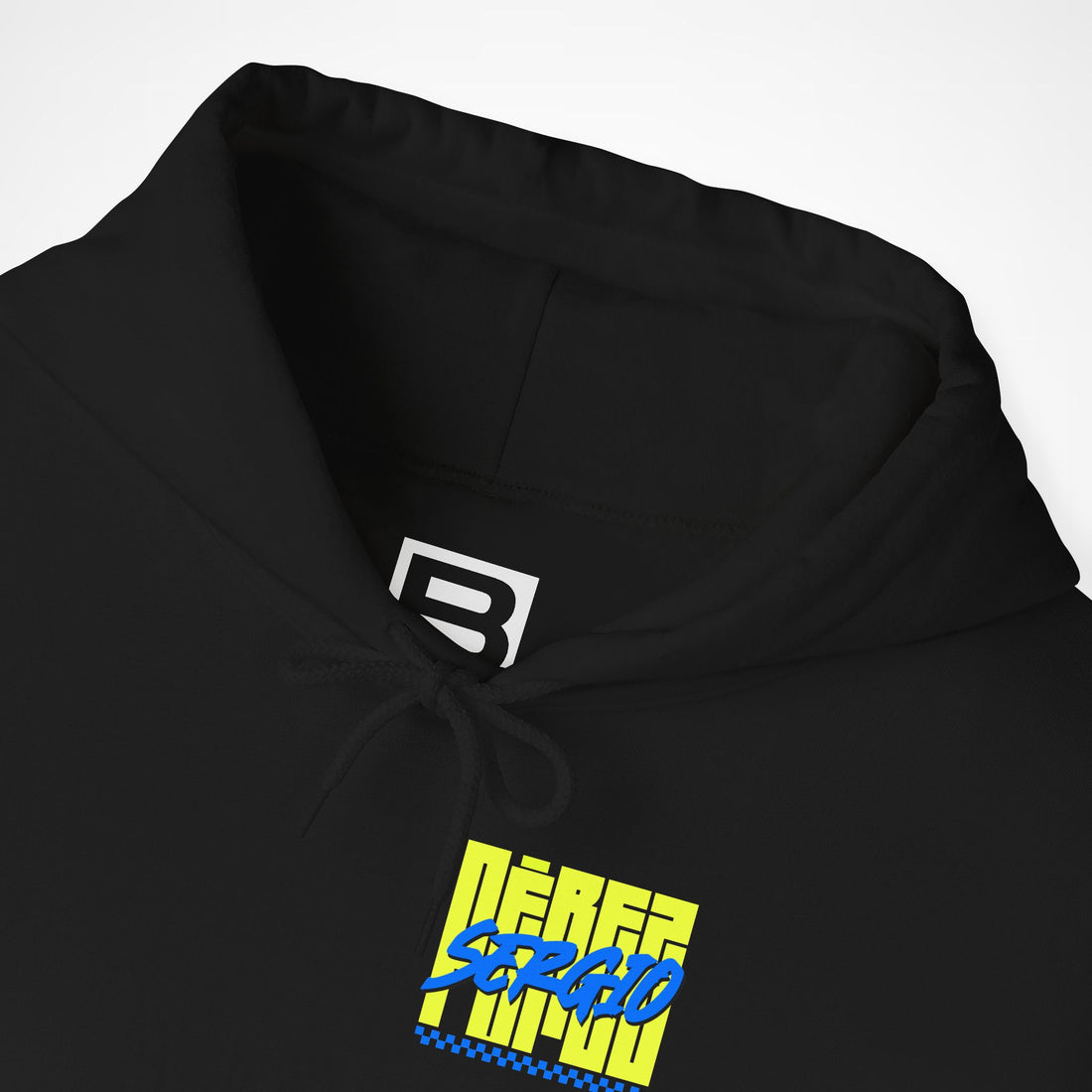 Black Front 2 - Sergio Perez Cadillac F1 hoodie front detail studio mockup