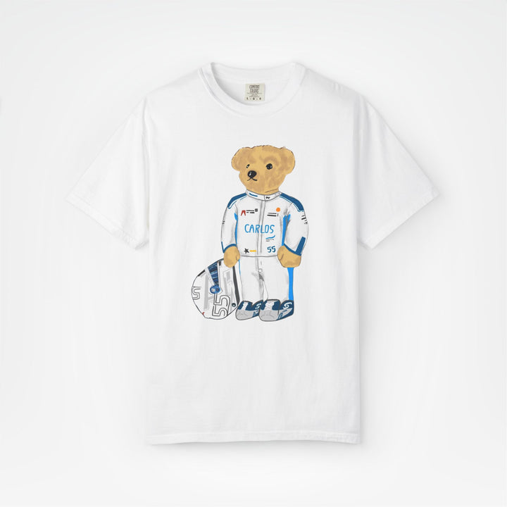 White Front - Carlos Sainz teddy bear Williams F1 T shirt graphic studio mockup