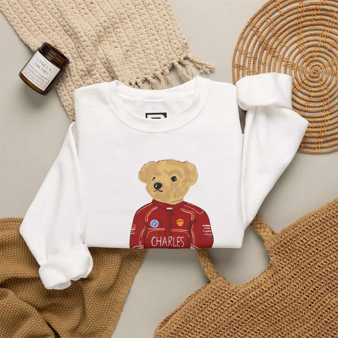 CHARLES LECLERC F1 FERRARI TEDDY BEAR SWEATER