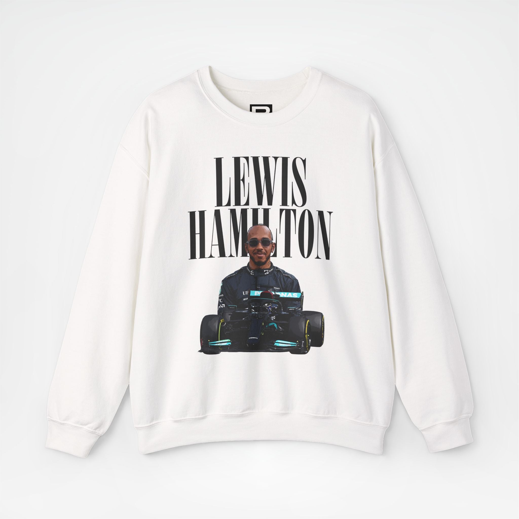 White Front - Lewis Hamilton Ferrari F1 sweater graphic studio mockup
