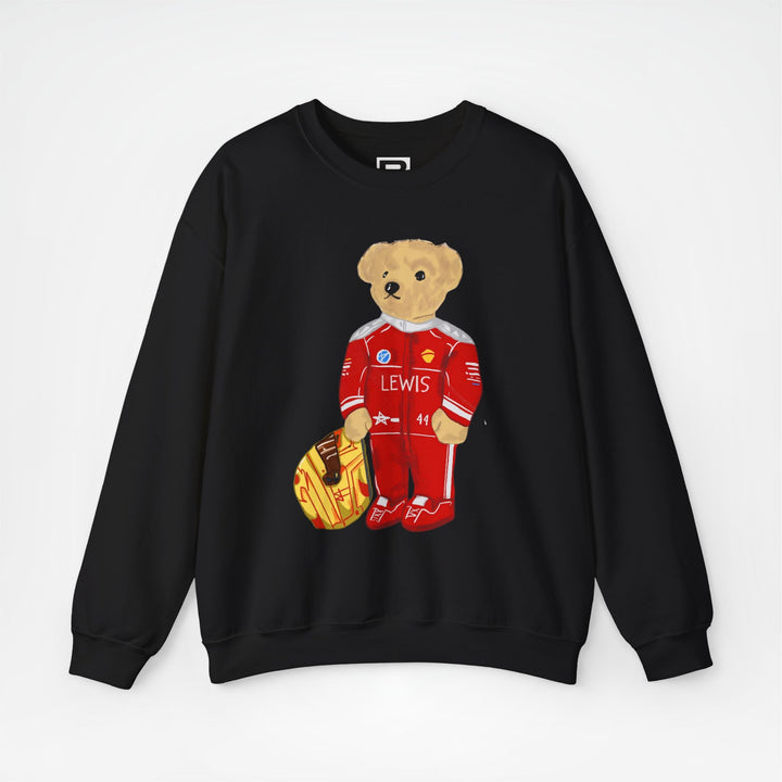 Black Front - Lewis Hamilton Ferrari teddy bear F1 sweater graphic studio mockup