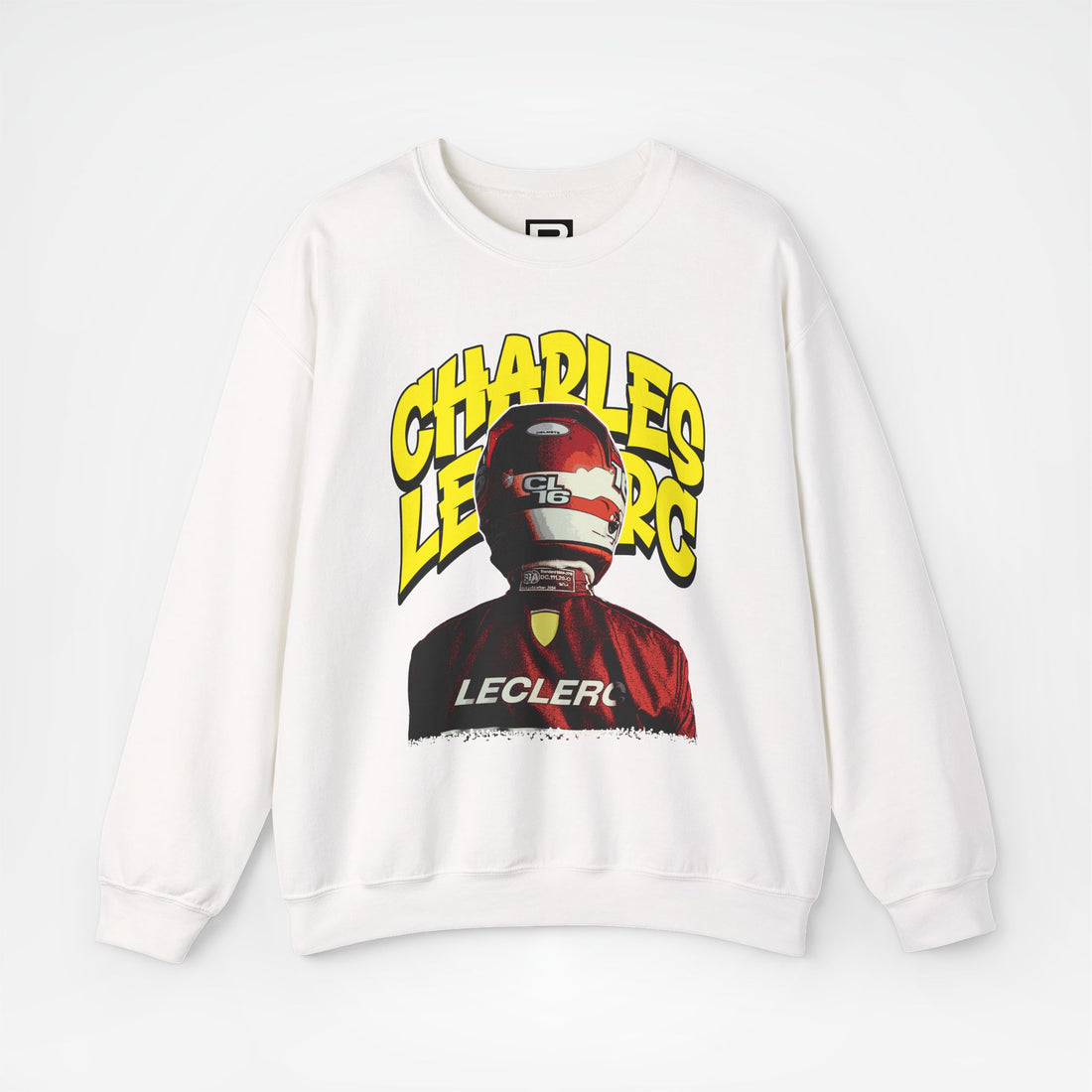 White Front - Charles Leclerc Ferrari F1 sweater graphic studio mockup