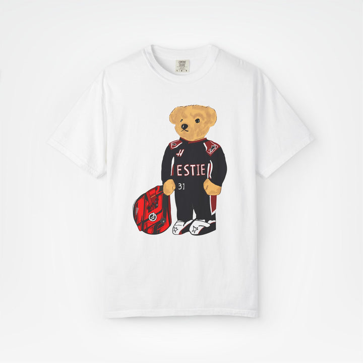 White Front - Esteban Ocon Haas teddy bear F1 T shirt graphic studio mockup