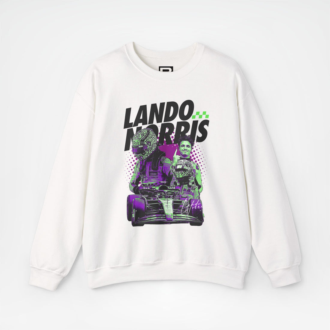 White Front - Lando Norris McLaren F1 sweater graphic studio mockup