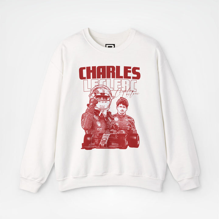 White Front - Charles Leclerc Ferrari F1 sweater graphic studio mockup