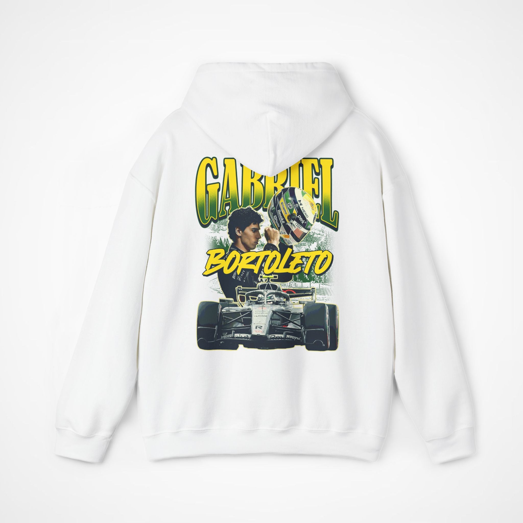 White Back - Gabriel Bortoleto Audi F1 hoodie back design studio mockup