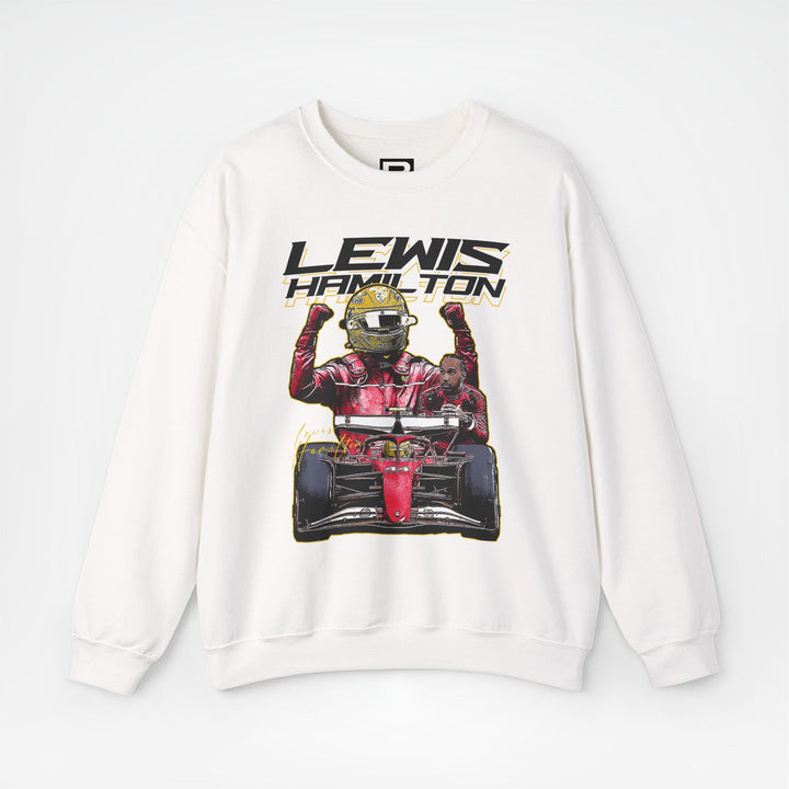 White Front - Lewis Hamilton Ferrari F1 sweater graphic studio mockup