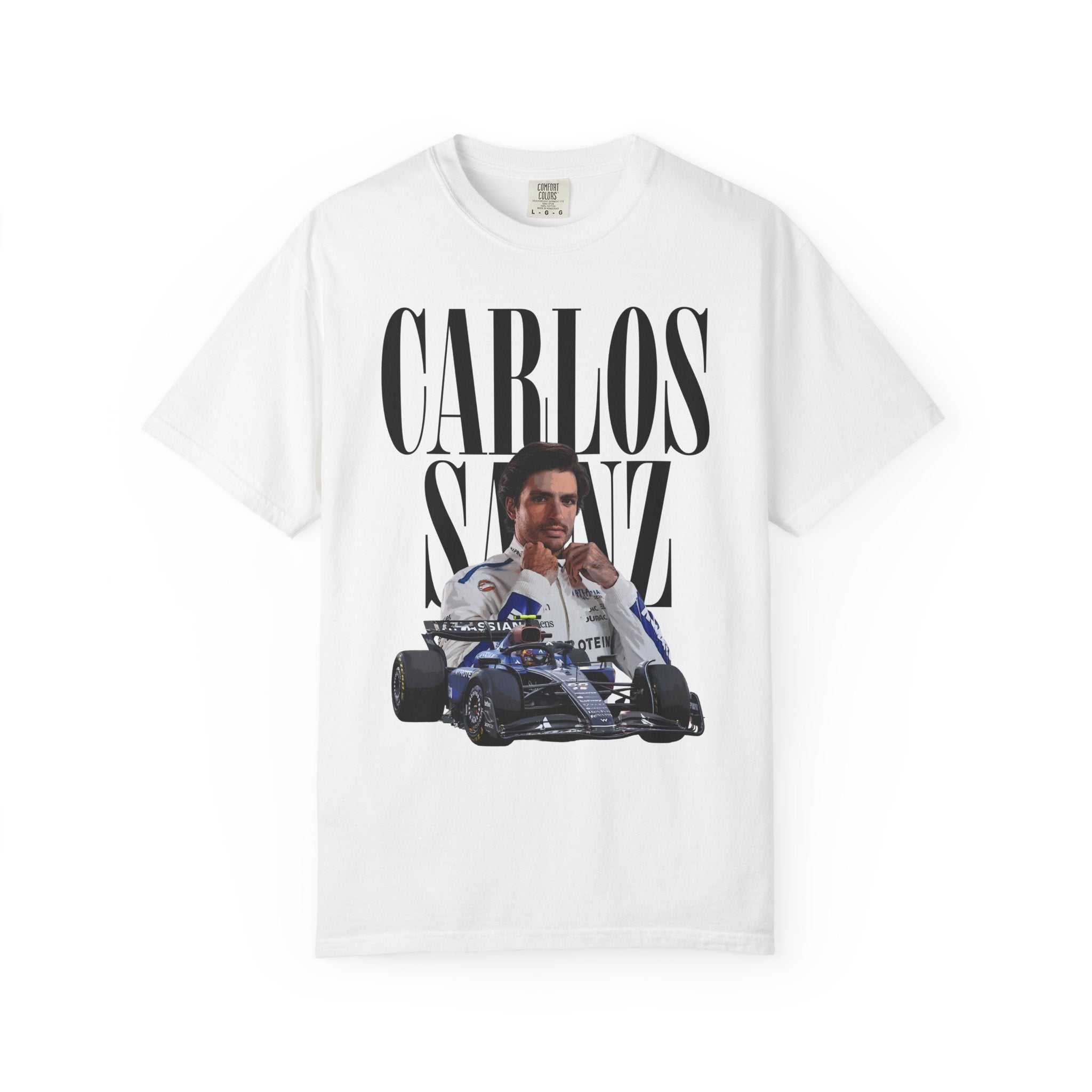 White Front - Carlos Sainz Williams F1 T shirt graphic studio mockup