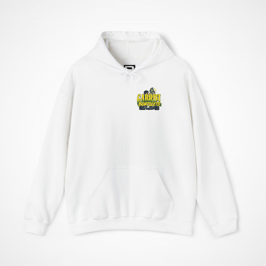 White Front 1 - Gabriel Bortoleto Audi F1 hoodie front studio mockup