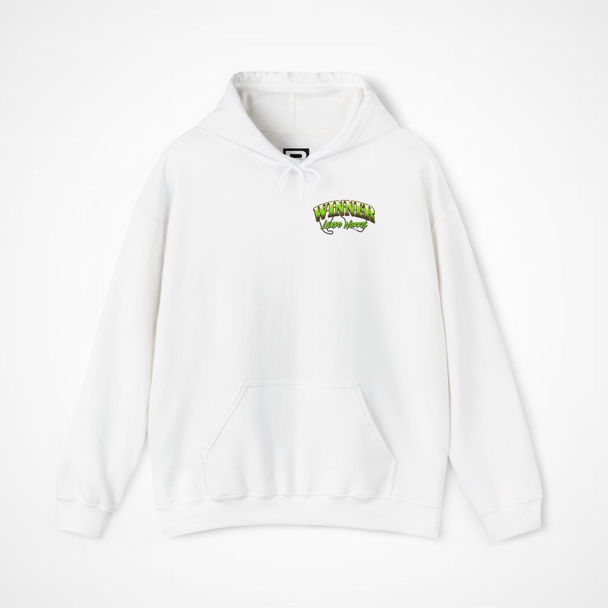 White Front 1 - Lando Norris McLaren F1 hoodie front studio mockup