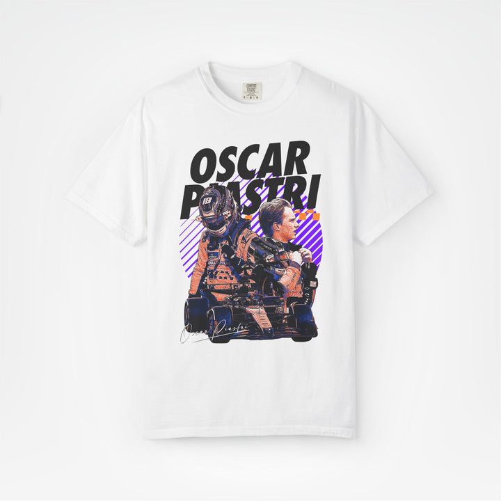 White Front - Oscar Piastri McLaren F1 T shirt graphic studio mockup