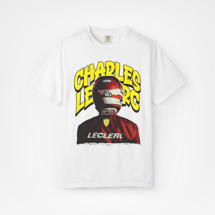 White Front - Charles Leclerc Ferrari F1 T shirt graphic studio mockup