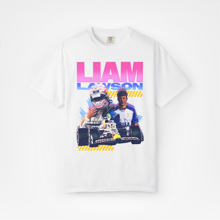 White Front - Liam Lawson Racing Bulls F1 T shirt graphic studio mockup