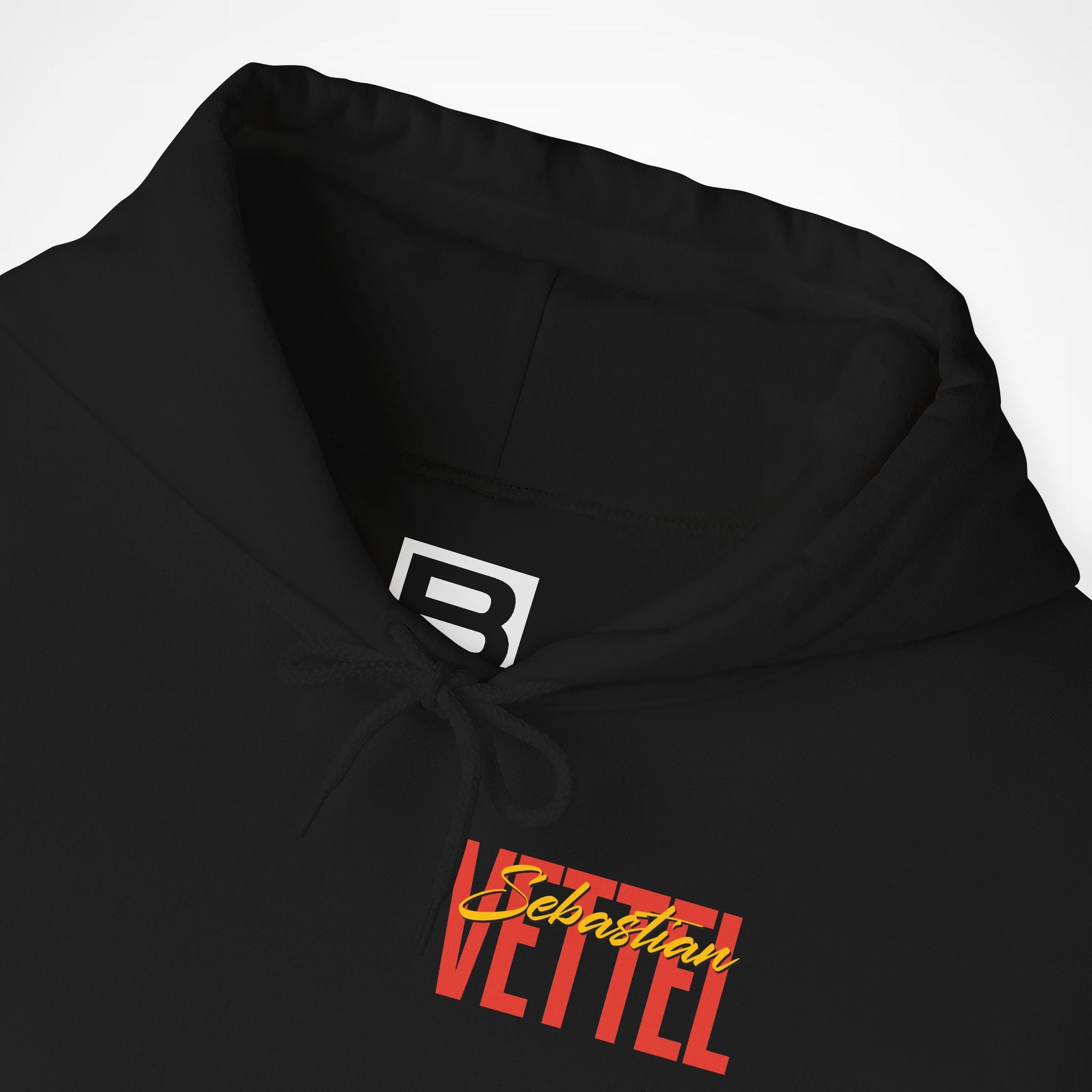 Black Front 2 - Sebastian Vettel Red Bull F1 hoodie front detail studio mockup