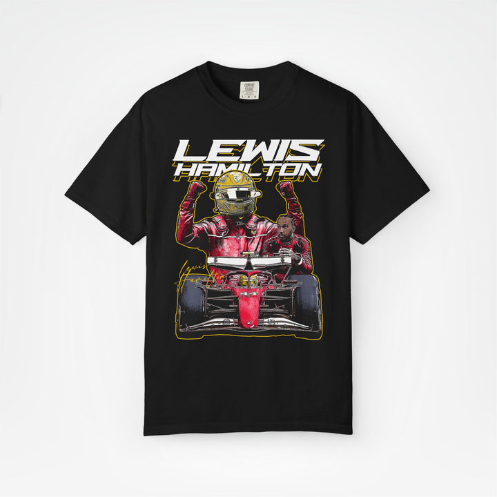 Black Front - Lewis Hamilton Ferrari F1 T shirt graphic studio mockup