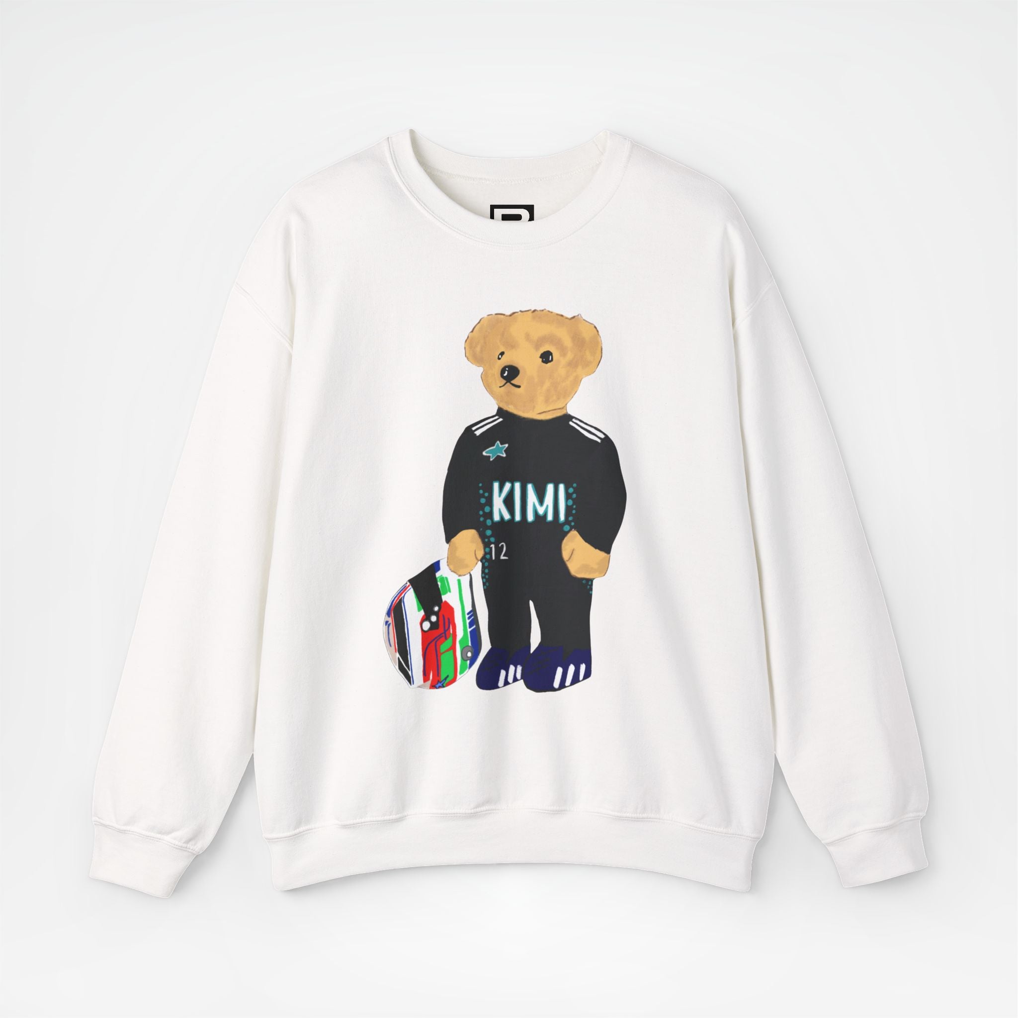 White Front - Kimi Antonelli Mercedes teddy bear F1 sweater graphic studio mockup