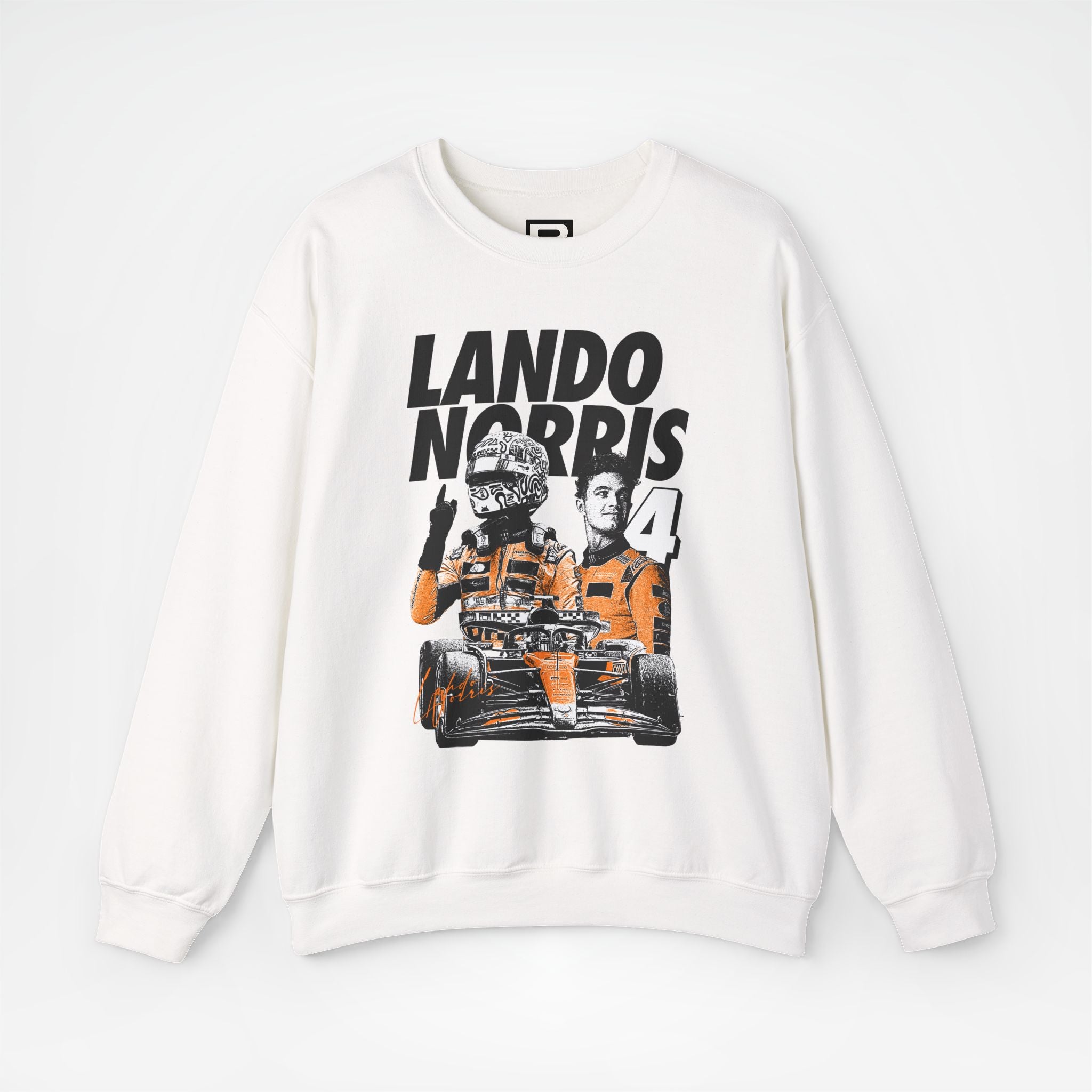 White Front - Lando Norris McLaren F1 sweater graphic studio mockup