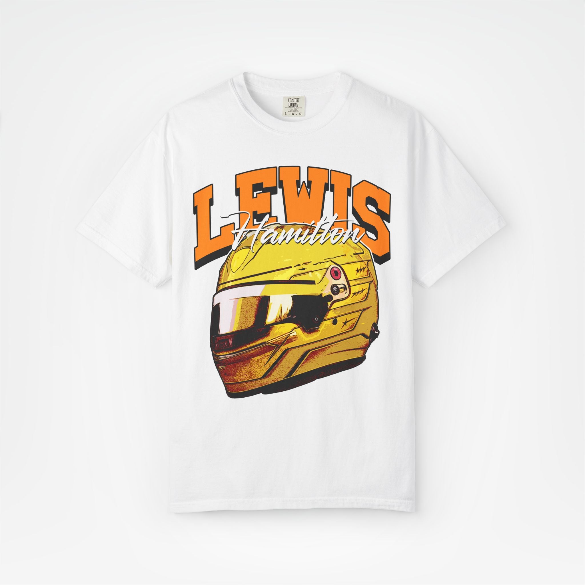 White Front - Lewis Hamilton Ferrari F1 T shirt graphic studio mockup