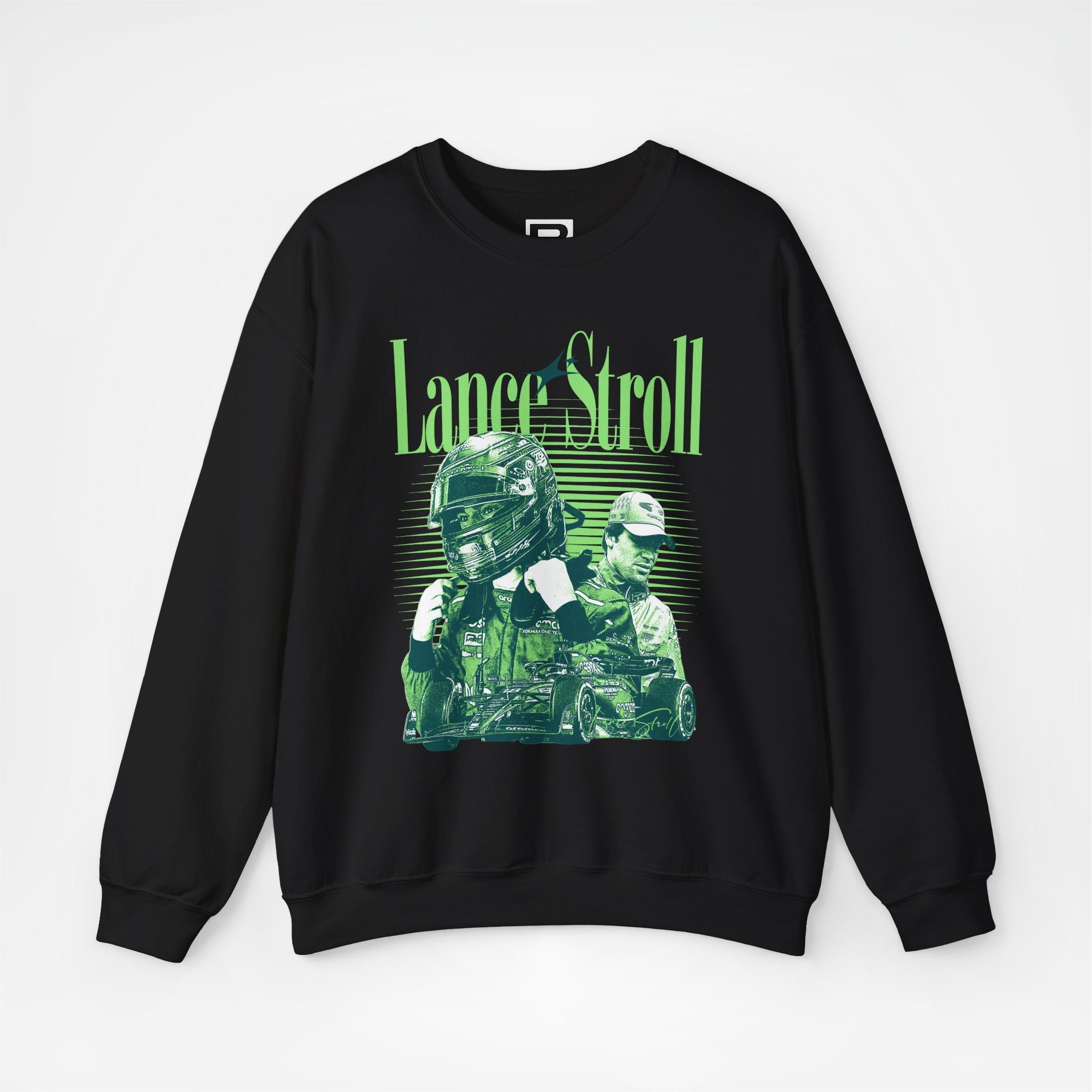 Black Front - Lance Stroll Aston Martin F1 sweater graphic studio mockup
