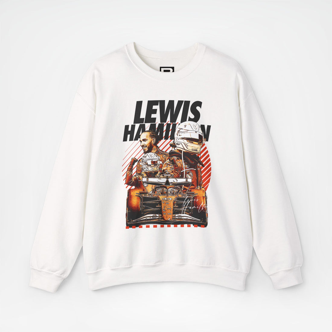 White Front - Lewis Hamilton Ferrari F1 sweater graphic studio mockup