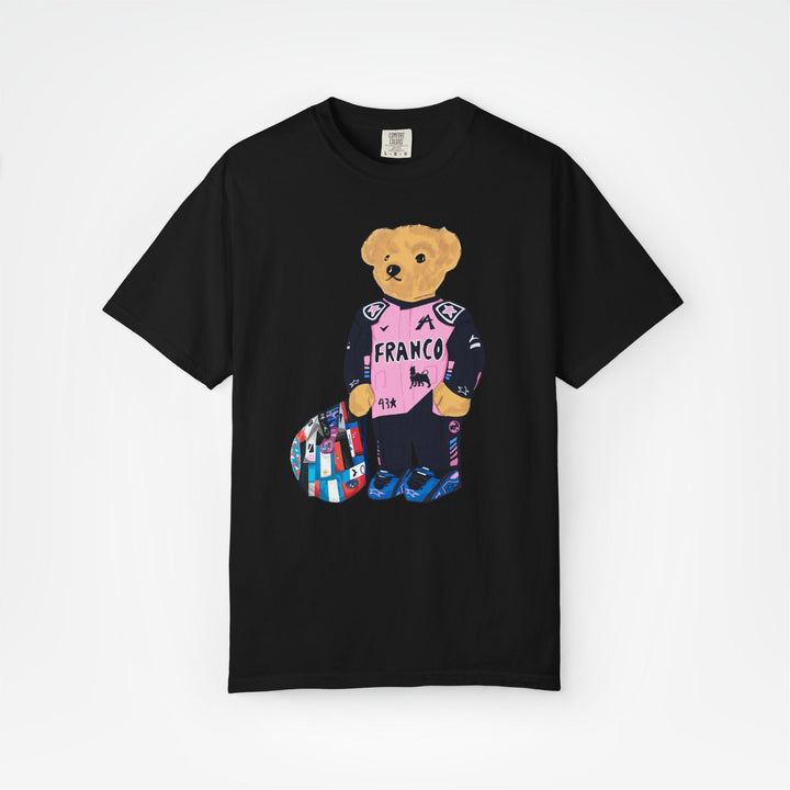 Black Front - Franco Colapinto Alpine teddy bear F1 T shirt graphic studio mockup