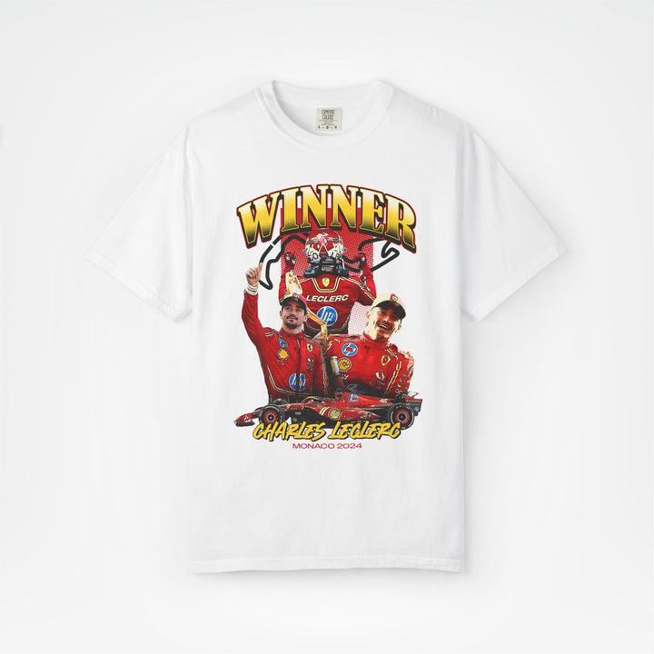 White Front - Charles Leclerc Ferrari F1 T shirt graphic studio mockup