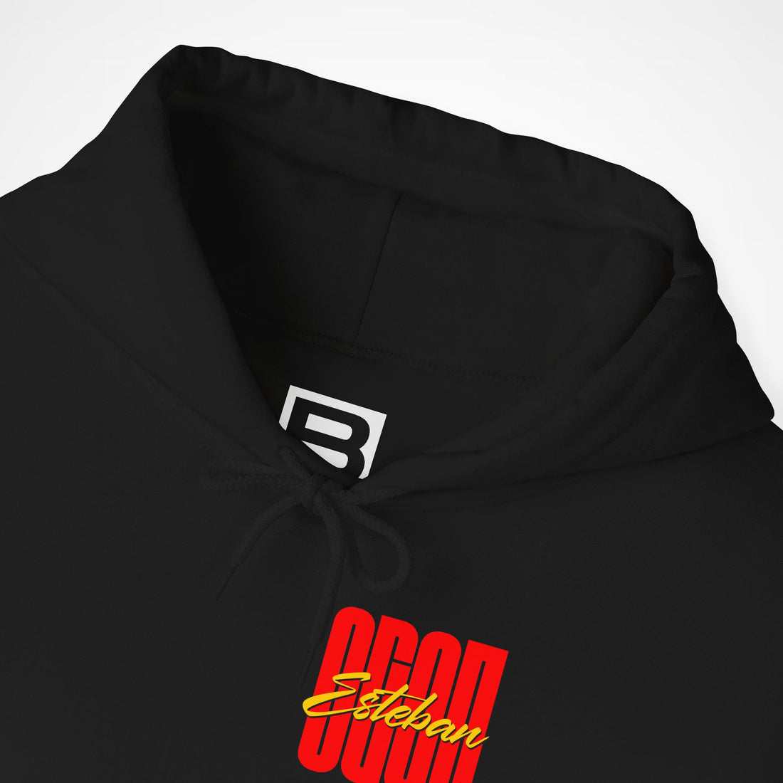 Black Front 2 - Esteban Ocon Haas F1 hoodie front detail studio mockup