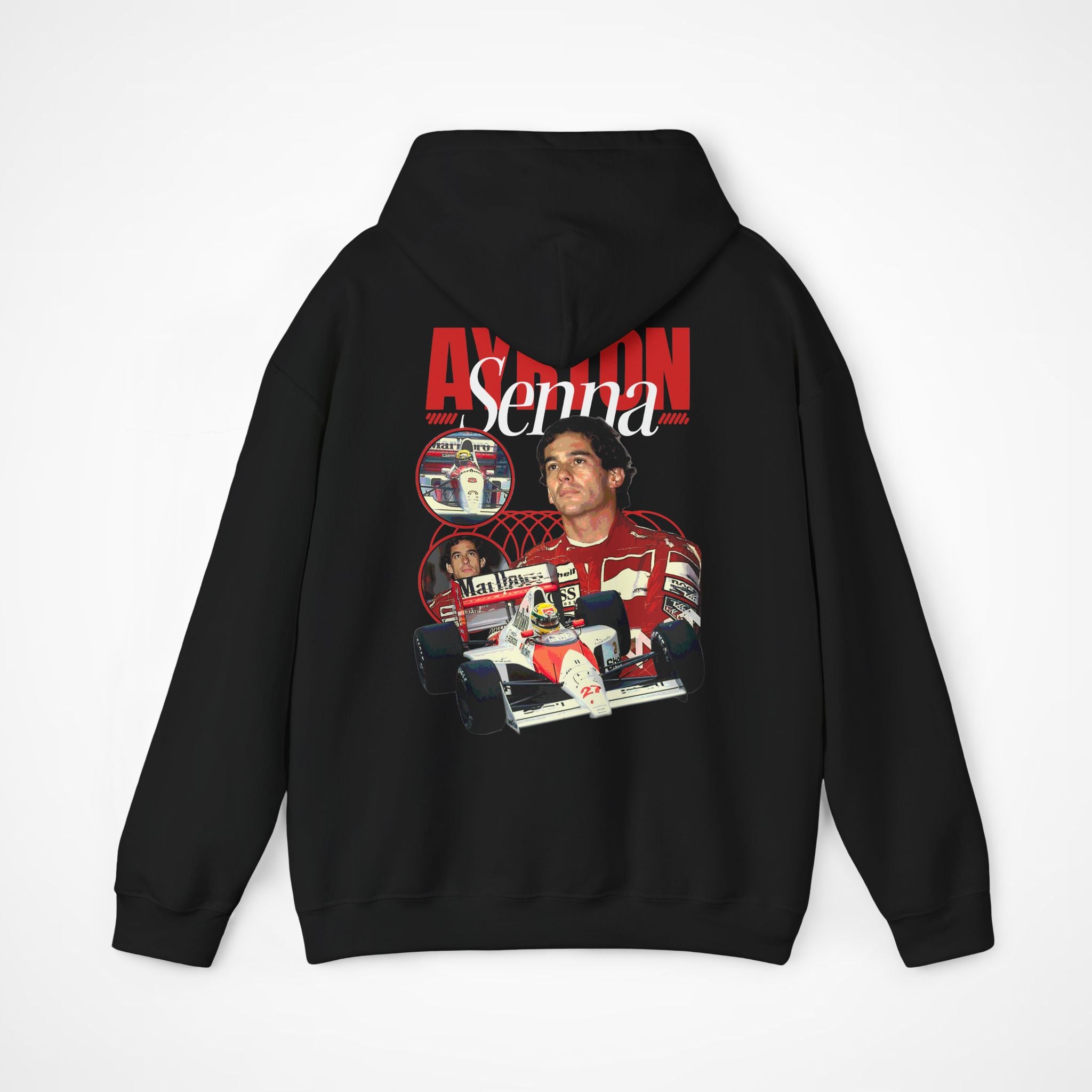 Black Back - Ayrton Senna McLaren F1 hoodie back design studio mockup
