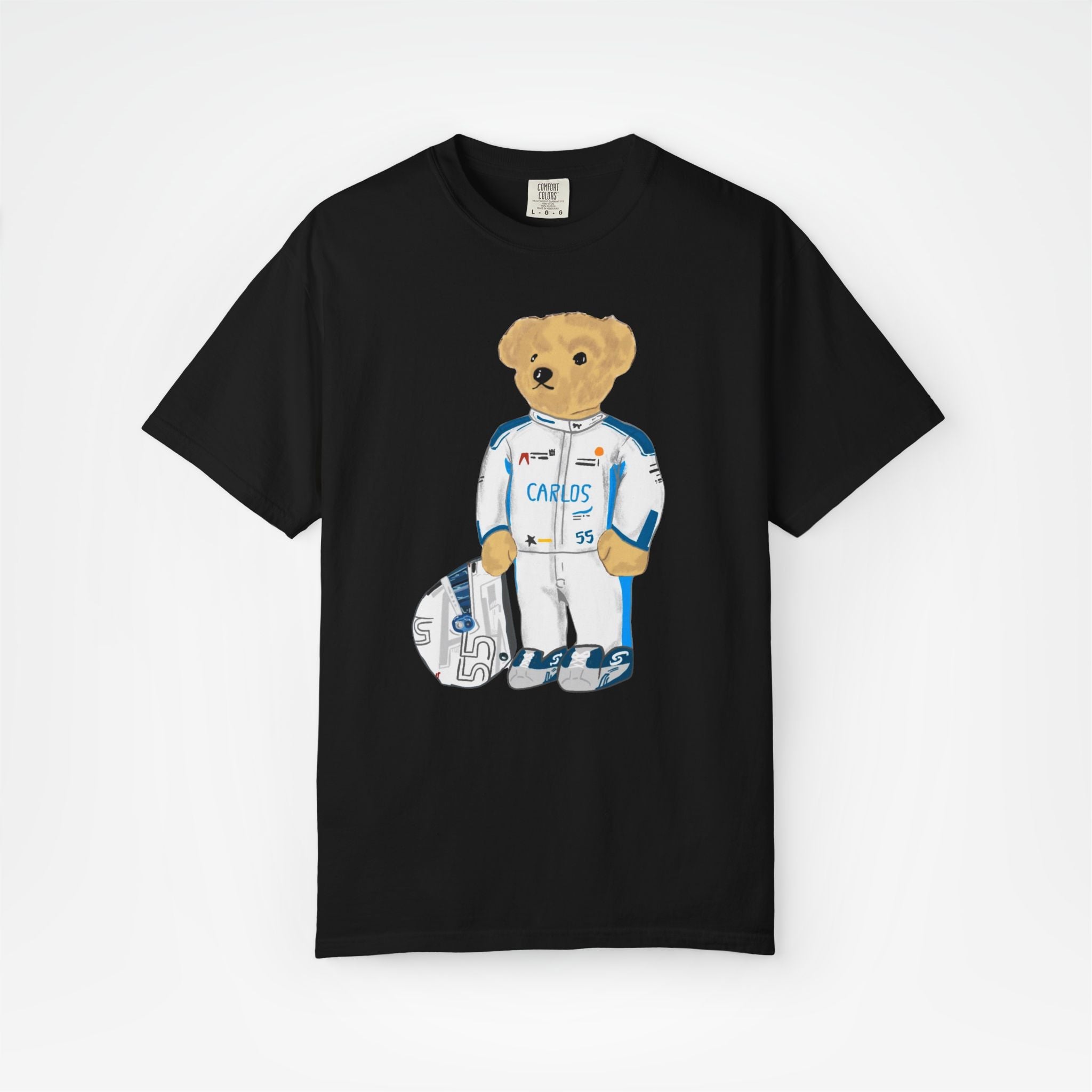 Black Front - Carlos Sainz teddy bear Williams F1 T shirt graphic studio mockup