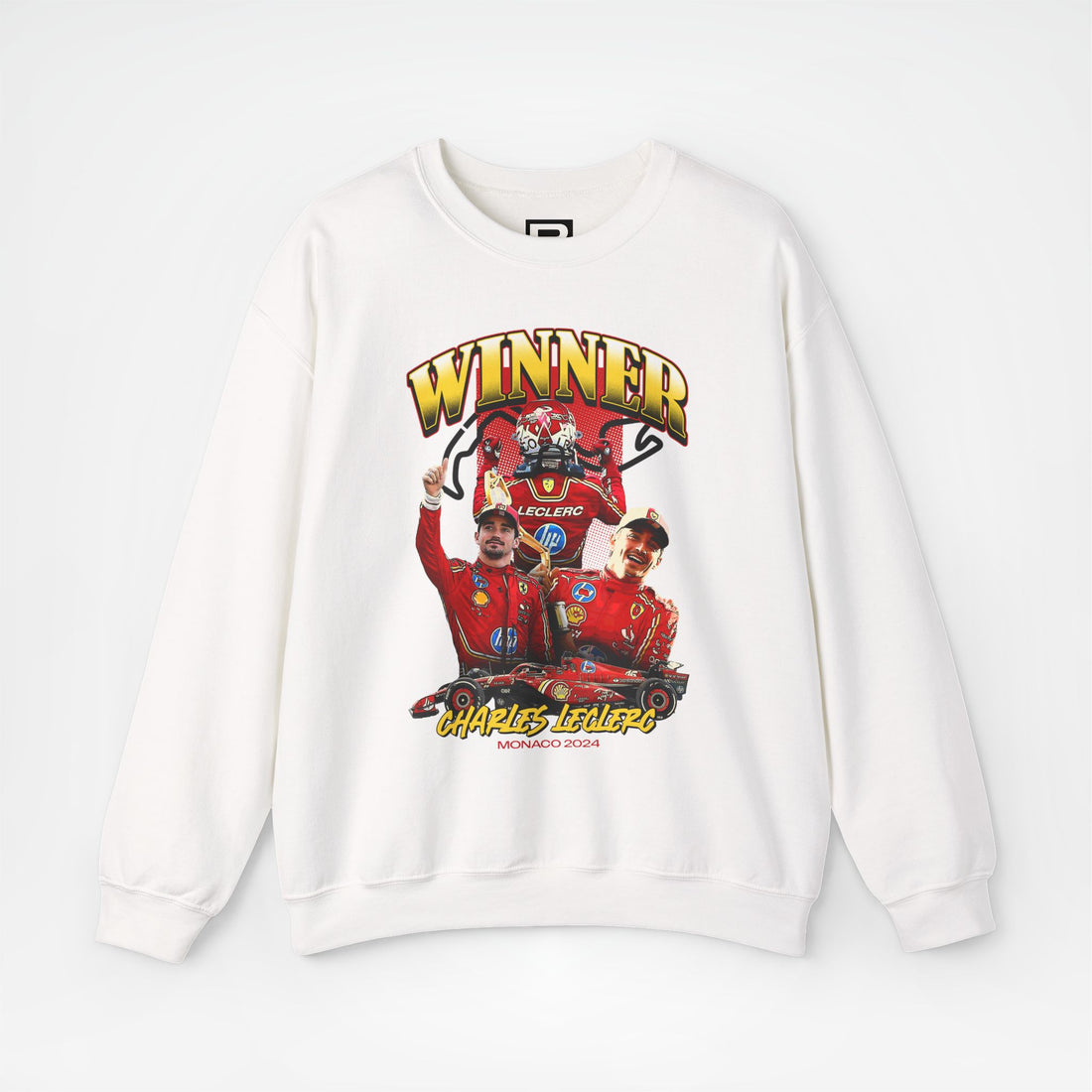White Front - Charles Leclerc Ferrari F1 sweater graphic studio mockup