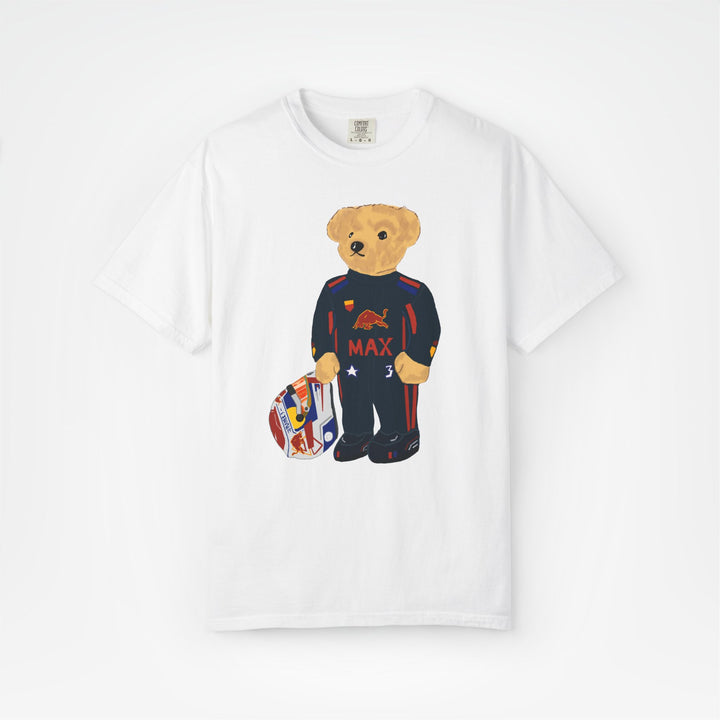 White Front - Max Verstappen Red Bull teddy bear F1 T shirt graphic studio mockup