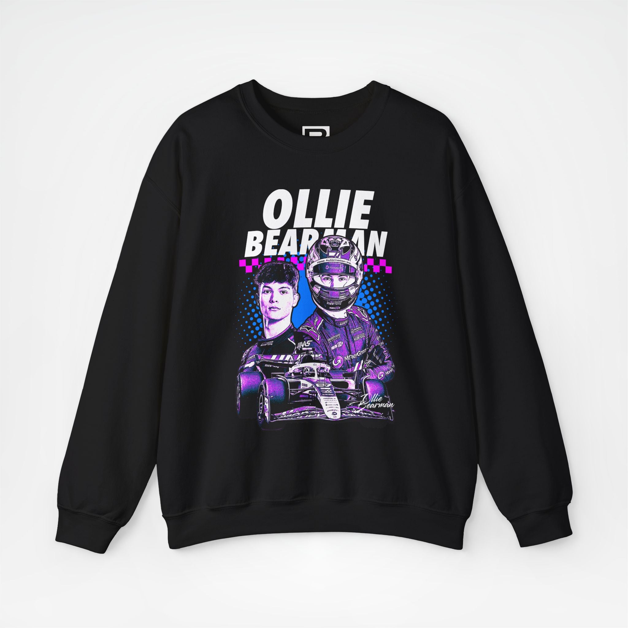 Black Front - Ollie Bearman Haas F1 sweater graphic studio mockup
