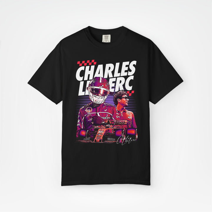 Black Front - Charles Leclerc Ferrari F1 T shirt graphic studio mockup