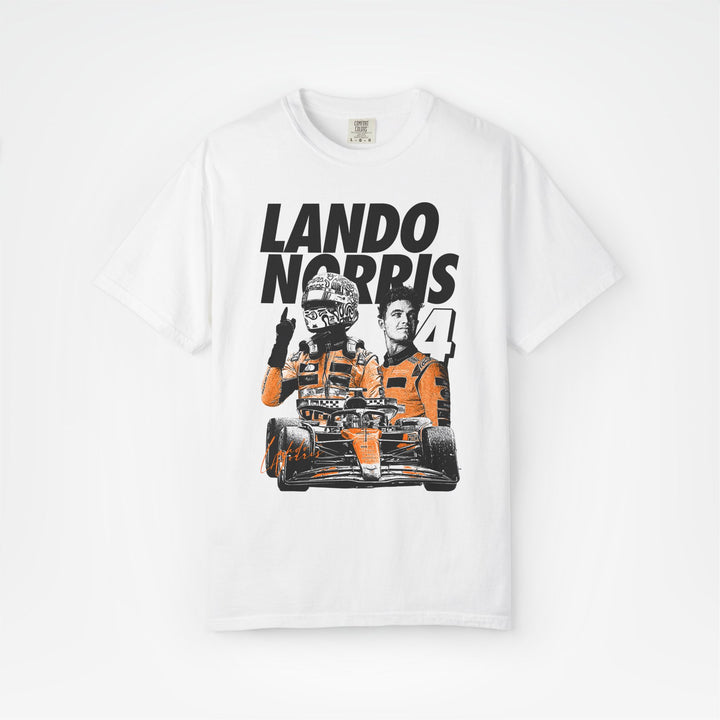 White Front - Lando Norris McLaren F1 T shirt graphic studio mockup