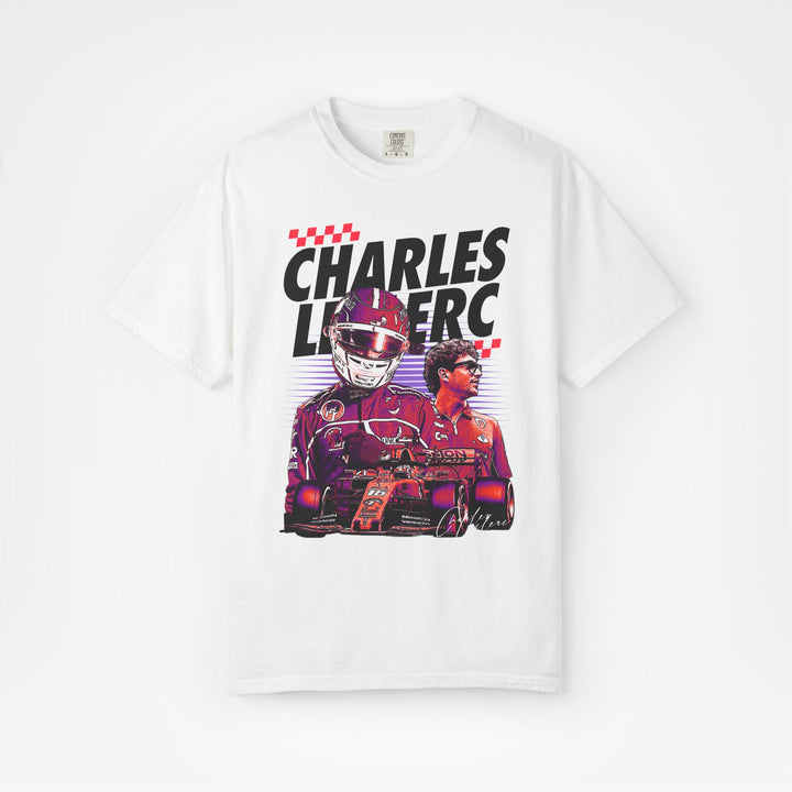 White Front - Charles Leclerc Ferrari F1 T shirt graphic studio mockup