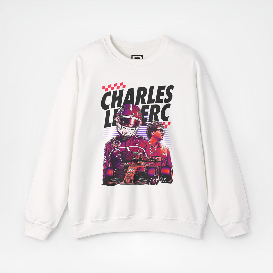 White Front - Charles Leclerc Ferrari F1 sweater graphic studio mockup