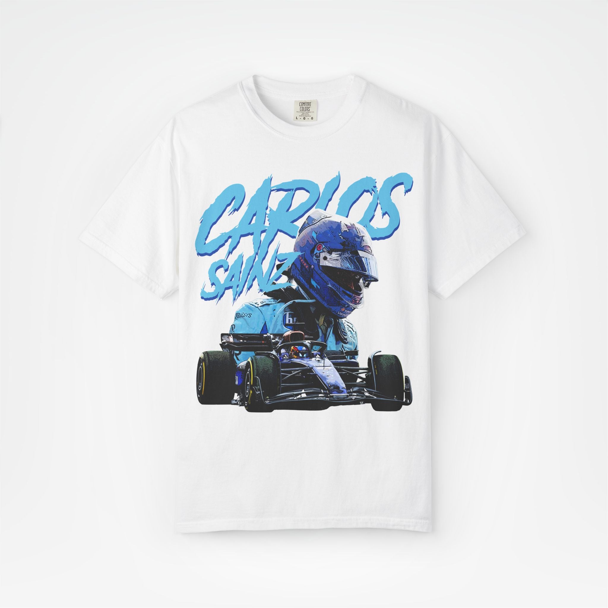 White Front - Carlos Sainz Williams F1 T shirt graphic studio mockup