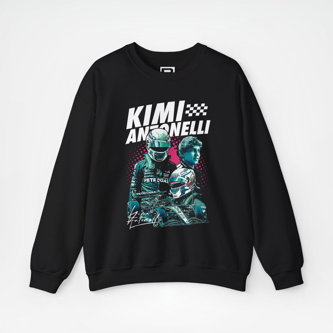 Black Front - Kimi Antonelli Mercedes F1 sweater graphic studio mockup
