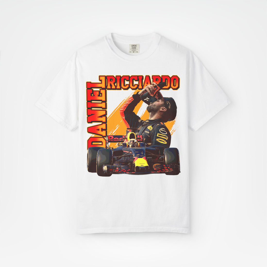White Front - Daniel Ricciardo Red Bull F1 T shirt graphic studio mockup