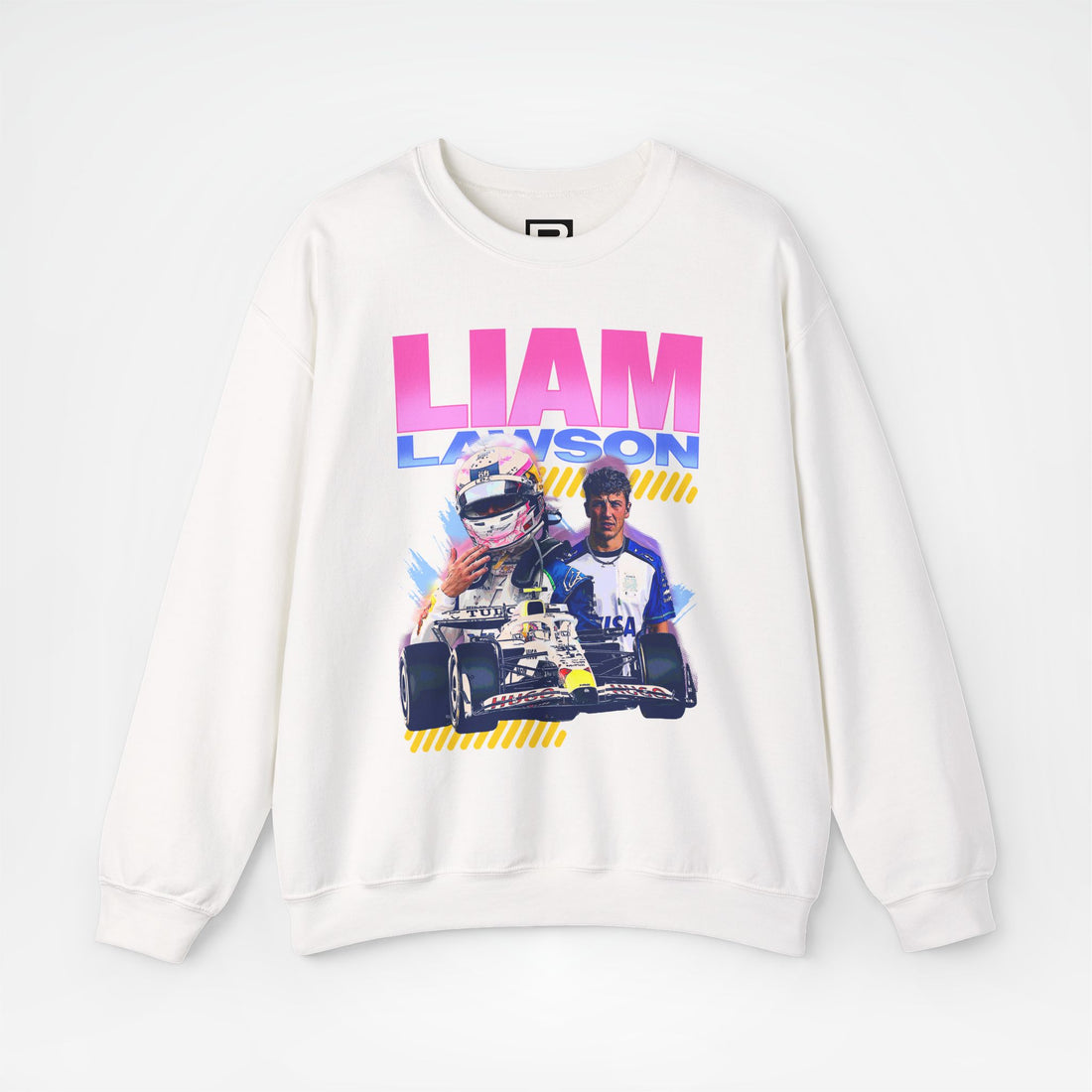 White Front - Liam Lawson Racing Bulls F1 sweater graphic studio mockup