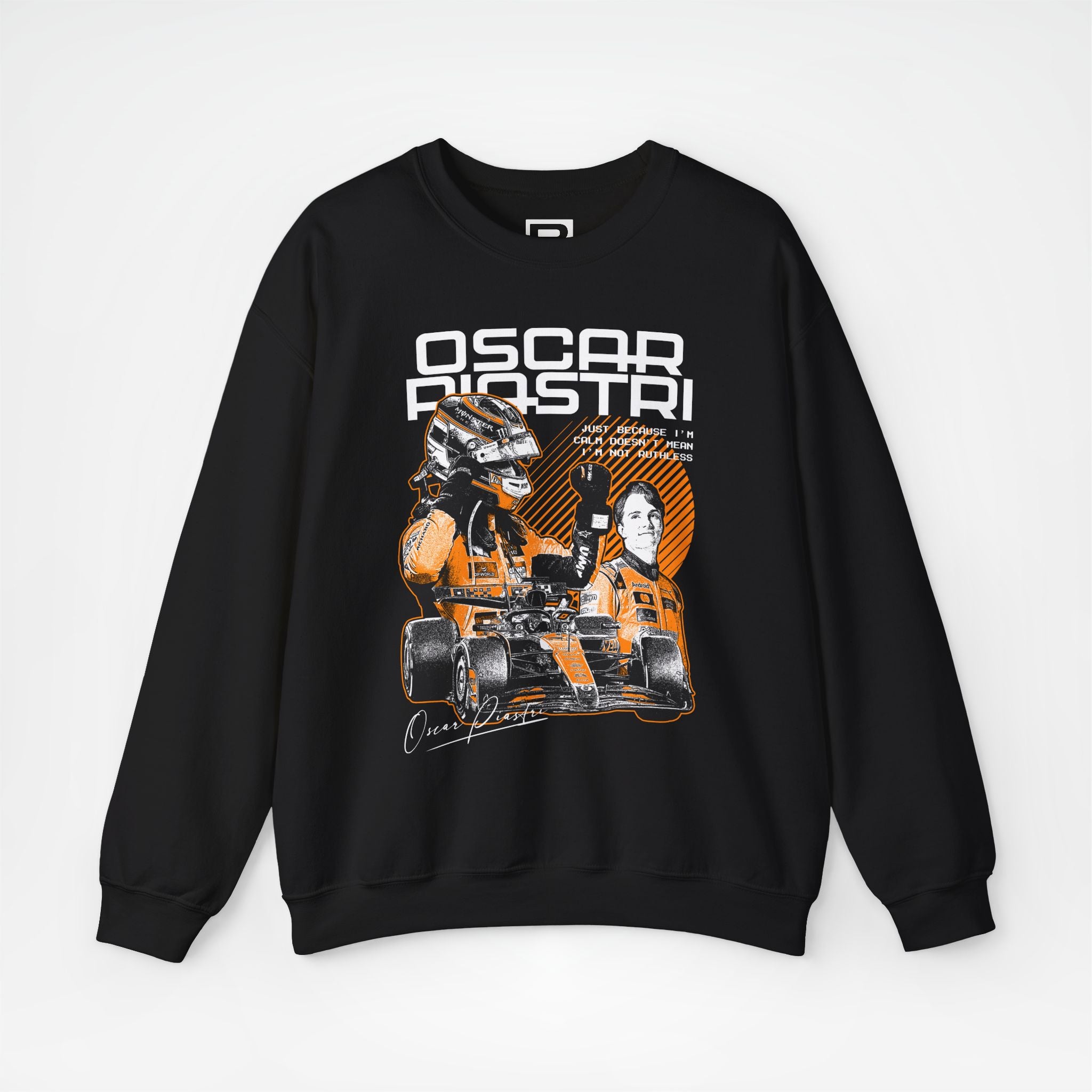 Black Front - Oscar Piastri McLaren F1 sweater graphic studio mockup