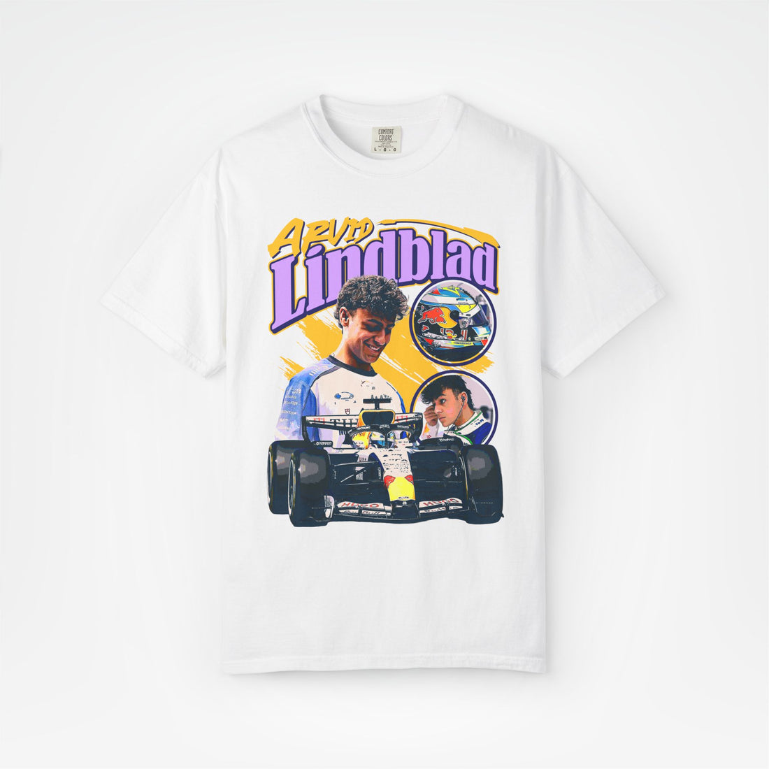 White Front - Arvid Lindblad Racing Bulls F1 T shirt graphic studio mockup