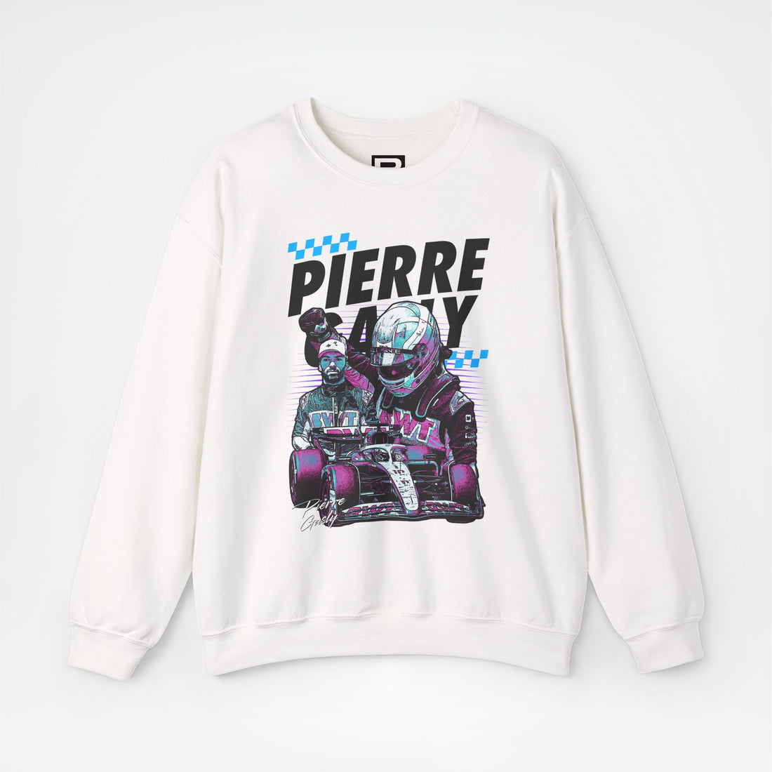 White Front - Pierre Gasly Alpine F1 sweater graphic studio mockup