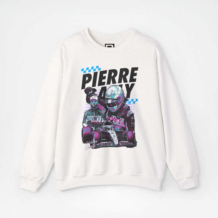 White Front - Pierre Gasly Alpine F1 sweater graphic studio mockup