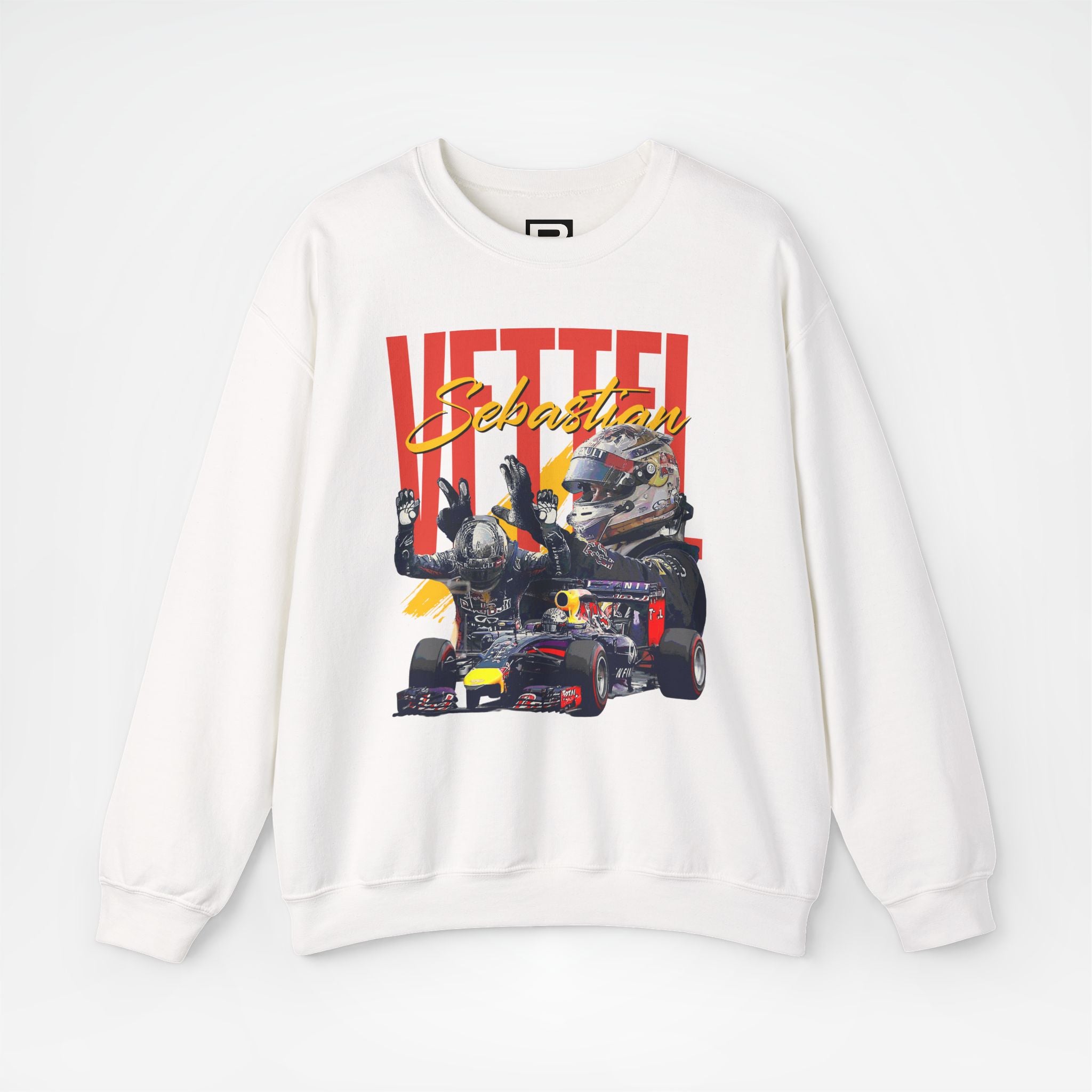 White Front - Sebastian Vettel Red Bull F1 sweater graphic studio mockup
