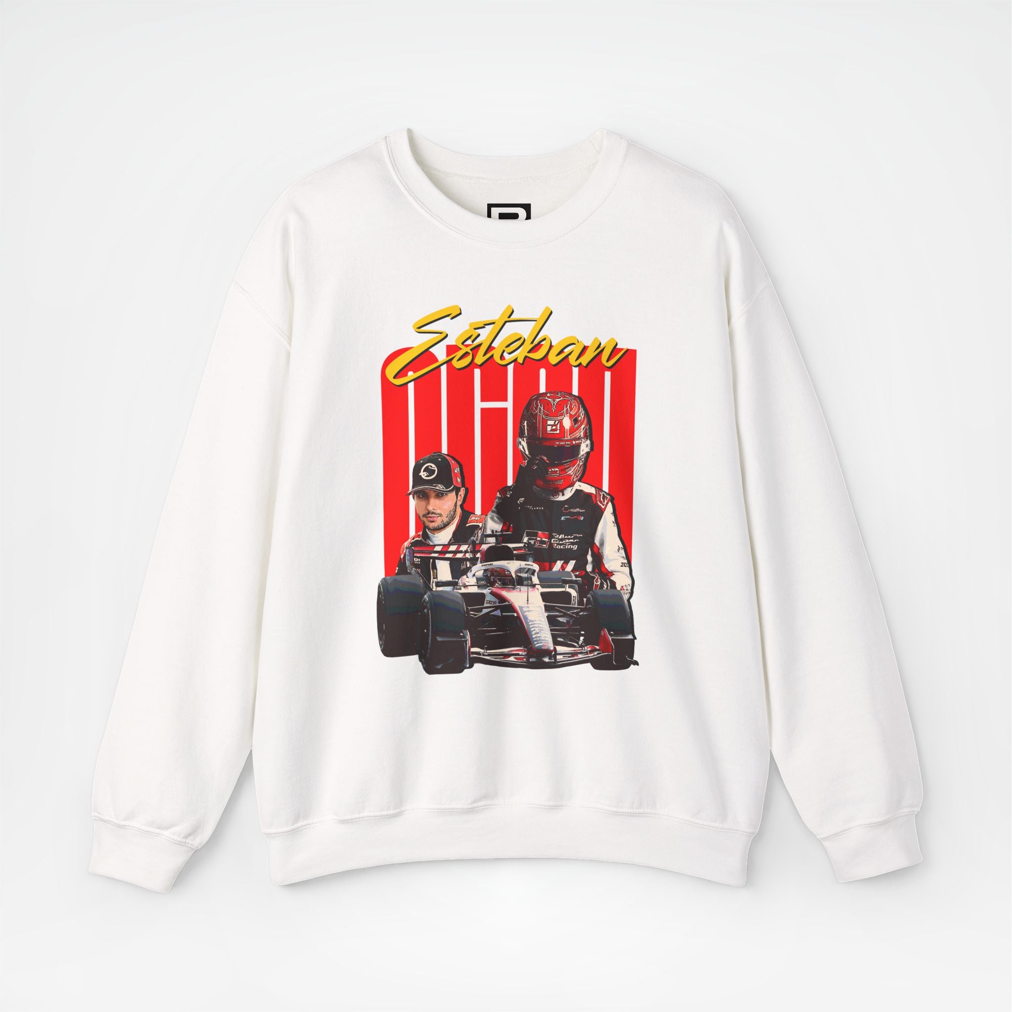 White Front - Esteban Ocon Haas F1 sweater graphic studio mockup