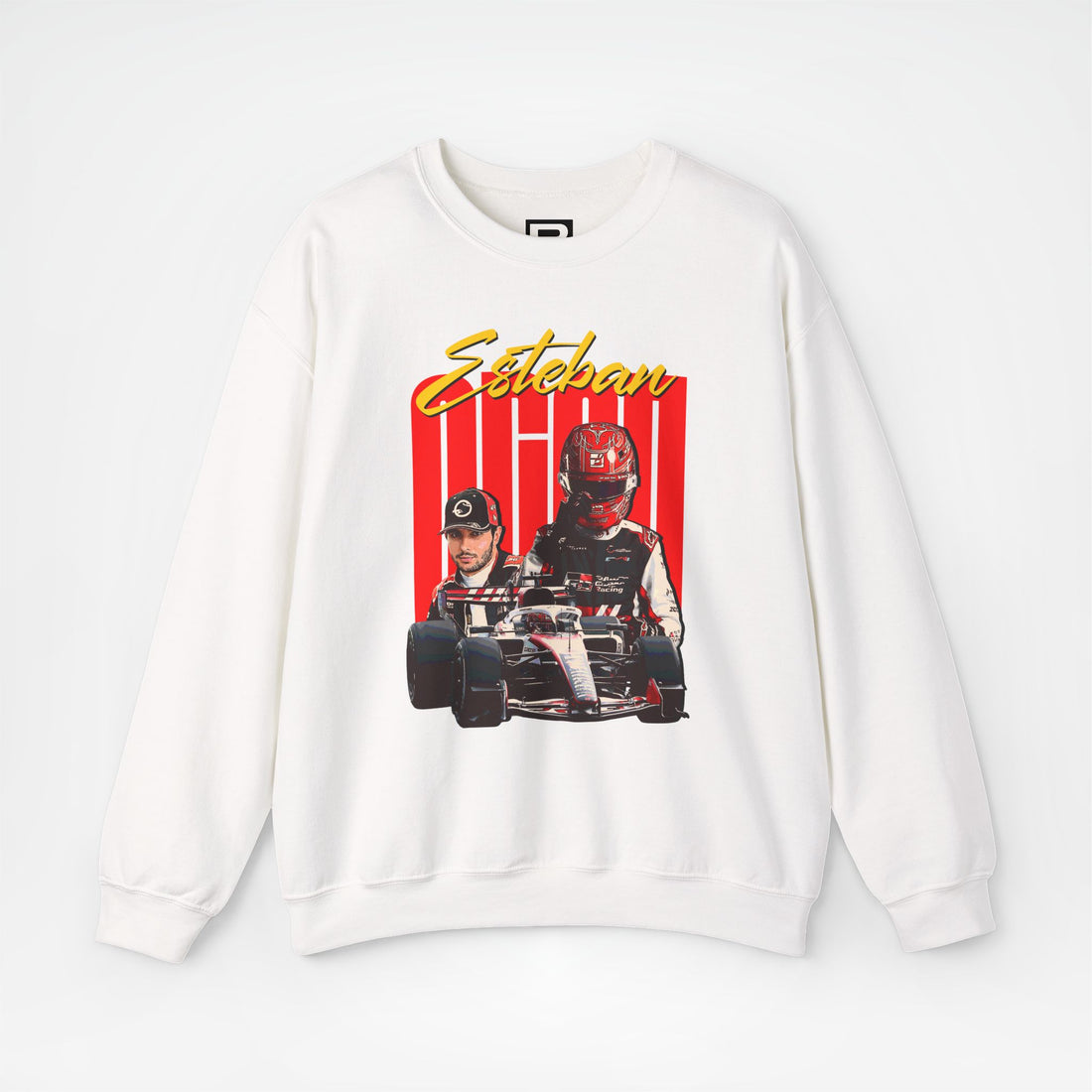 White Front - Esteban Ocon Haas F1 sweater graphic studio mockup