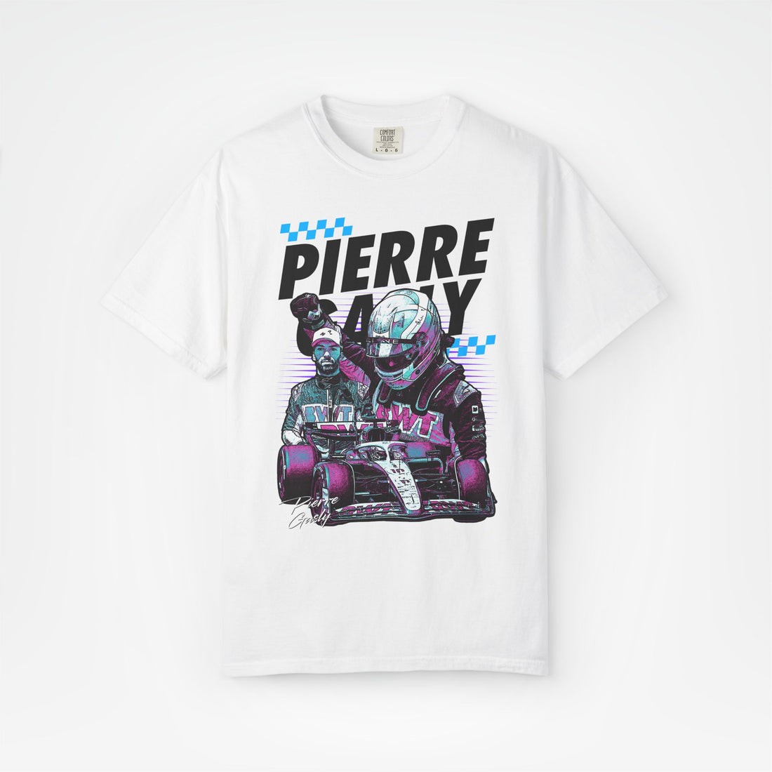 White Front - Pierre Gasly Alpine F1 T shirt graphic studio mockup